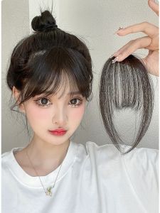 Ultra-Thin Natural Looking Womens Bangs Hairpiece Real Hair Invisible Side Part French Style Hairpiece Instantly Changes Your Look