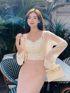 นุ่ม ผ้าชีฟอง ชุดป้องกันแสงแดด ฤดูร้อน เสื้อคลุมเครื่องปรับอากาศแบบสั้นสไตล์ใหม่สีอ่อนโยน เสื้อกั๊ก เสื้อท่อนบน เสื้อโค้ท