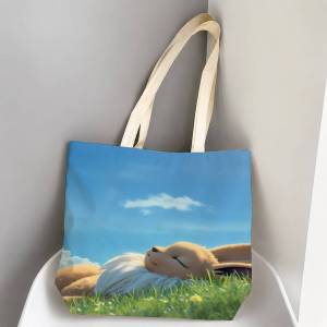 Bandai | Pokemon Squirtle Storage Bags Tote Bag Travel Summer Beach Shoulder Bag Reusable Grocery Shopping Bag Anime Artwork