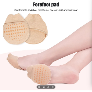 1Pair Womens Invisible Toe Cover with Padding Toe Topper Liner Socks Non-Skid Bottom for High Heels