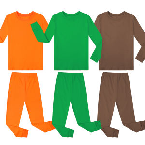 Cotton Pajama for Kid Boy Plain Long Sleeve for Baby Boy Halloween Costume Brown Green Christmas Sleepwear Girls Birthday Party Theme Clothes