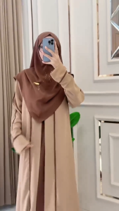 YHF - Gamis Abaya Turkiye Model Cardigan S M L XL XXL Bahan Crinkle Airflow
