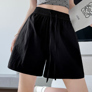 miiow | MiiOW Ice Silk Yamamoto High Waist Loose Fit Casual Shorts Women Summer Thin New Style Quick Dry Pants Straight Leg Elastic Waistband