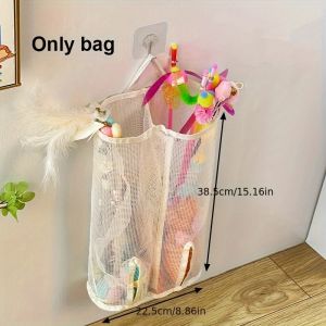 1PCS Mesh Storage Bag for Cat Toys - Wall Hanging Organizer Perfect for Pet Accessories Toy Storage Organizer Shelf Baskets