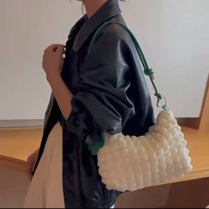 Bubble Trendy Pleated Casual Underarm Bag Shoulder Handbag Fashion Tote Bag