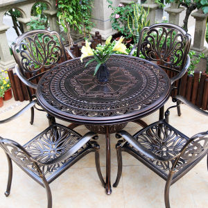 Outdoor Cast Aluminum Iron Art Table And Chair Set European Style Leisure Garden Courtyard Three Five Piece Suite for Balcony