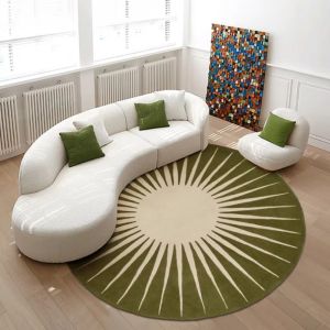 VIKAMA Sunflower Round Rug Contrasting Colours Skin Friendly Short Pile Rug Living Room Bedroom Study Anti Slip Rug Home Decor
