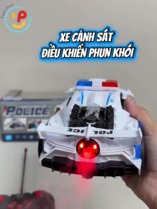 Xe cảnh sát điều khiển từ xa pin sạc phun khói 666-159 PeeKaPaw Toys