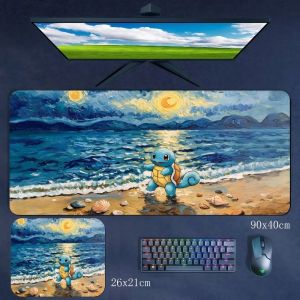 Potdemiel | High Definition Computer Accessories Deskpad Cute Cartoon Starry Sky Pikachu Squirtle Psyduck Pokemon Rubber Anti-Slip Mouse Pad
