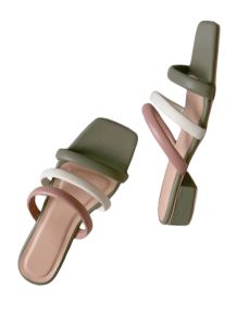 TRIXIE Combi Color Straps Low Heels | 3 straps COMBI 3 COLORS STRAPS 1 INCH HEELS MIXED COLOR STRAPS SANDALS