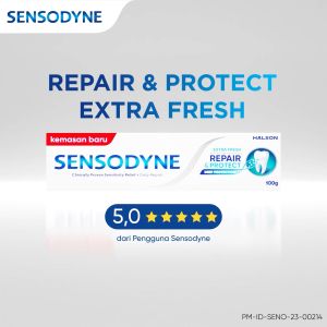 Sensodyne Toothpaste Pasta Gigi Sensitif Repair & Protect Memperbaiki Secara Menyeluruh + Kesegaran Extra Fresh 3x100gr [TRIPLEPACK]