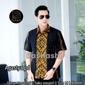 Agastya Kemeja tenun pria motif etnik baju kantor pria ekslusif modern