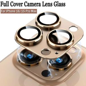 For IPhone 16 Pro Max 16 Plus Metal Camera Lens Protection Glass For IPhone 15 13 12 11 14 Pro Max Full Cover Phone Camera Glass