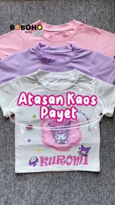 BOBOHO - ATASAN KAOS KATUN ANAK PEREMPUAN LENGAN PENDEK KUROMI BERPAYET BERUBAH WARNA MUSIM PANAS