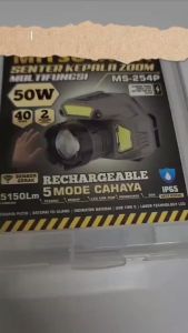 Senter Kepala Zoom MS-254P 5 MODE CAHAYA 5150LM Super Terang Led 50W Mitsuyama - Senter Zoom ring 40 ms 254p