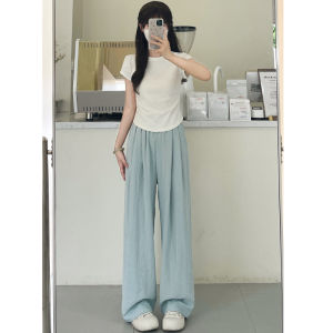 New 2025 White Wide Leg Pants Thin High Waist Slimming Drapey Casual Pants Womens Outerwear Summer Fashionable Loose Fit
