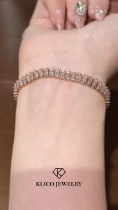 LICHIC Bạc Vuông Zircon Có Thể Điều Chỉnh Vòng Tay Thời Trang Nữ Niche Thiết Kế Tay Trang Sức V18
