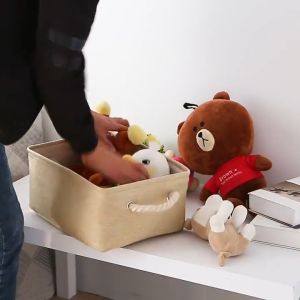 Johor Seller Folding Storage Basket Linen Fabric Organizer Organize Office Bedroom Closet Toys Laundry Basket