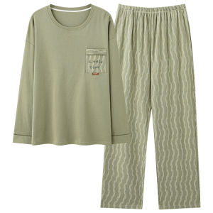 Bộ đồ ngủ nam MiiOW bằng cotton dài tay cổ chữ V thoải mái - mùa thu 2025