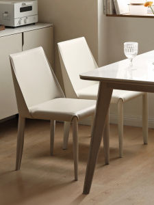 Luxury Saddle Leather Dining Chair Minimalist Cream Style Home Use Desk Chair Backrest High End Table Chair Stool Northern Europe