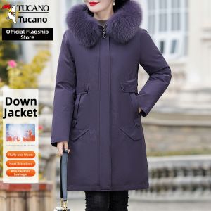 TUCANO | Winter Thickened Removable Lining Fox Fur Hood Long Down Jacket
