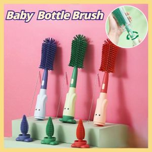 Baby Bottle Brush 360 Degree Baby Silicone Cup Bottle Cleaning Brushes Set andheld Soft Head Food Grade Brushes
