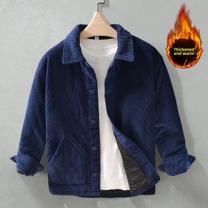 Mens Winter Thickened Warm Cotton Jacket Pure Cotton Corduroy Outerwear Traditional Northeast Chinese Style Coat Fashionable Urban Loose Fit