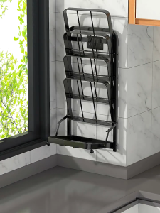 BALIKRUMAH Kitchen Shelf Pot Holder Stainless Steel Storage Rack Under The Sink Cabinet Cabinet Nail-free Corner Wall Hanging Rak dapur 厨房置物架