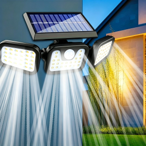 Solar LED Wall Light |Three-head Outdoor Lighting | IP55| Solar-powered with Motion Sensor | Durable ABS and PC Materials |Ideal