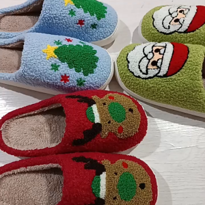 Christmas series womens home slipper indoor soft bottom silent warmth plus warmth mens slippers