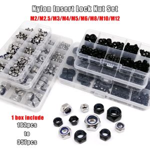 Mix M2 to M12 Set Kit Box DIN985 Hexagon Nylon Insert Lock Nut Hex Self Locking Nylock Locknut 304 Stainless Steel Black Steel