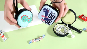 Cute Cartoon Round Storage Box For Giveaway Mini Case Charger Usb Cable/Earphone/Coin Storage Box
