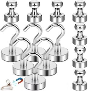 แม่เหล็กติดตู้เย็นขนาด 16 มม. แข็งแรงพิเศษ ทนทาน ตะขอแม่เหล็กแรงสูง หมุดติดกระดานไวท์บอร์ด สำหรับสำนักงาน โรงเรียน รูปภาพ บันทึกข้อความ จัดเก็บของในบ้าน