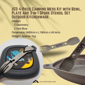 UCO 4-Piece Camping Mess Kit with Bowl Plate and 3-in-1 Spork Utensil Set Outdoor Kitchenware