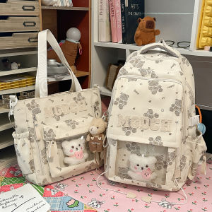 Cute Bear Printed Backpack Large Capacity Schoolbag