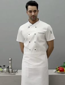 Chef Uniform Short Sleeve Summer Kitchen Uniform Coffee Shop Salesperson Staff Uniform Chef Top