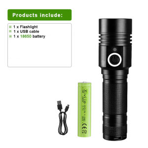Mini XHP 50 LED Flashlight Type-C Rechargeable Flashlight USB Torch Light Telescopic Zoom Waterproof and Magnet Design