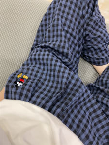 Plaid Sleep Pants Womens Loose Fit Thin Autumn Spring Cotton Casual Home Walking Pants Cute Outerwear Home Clothes