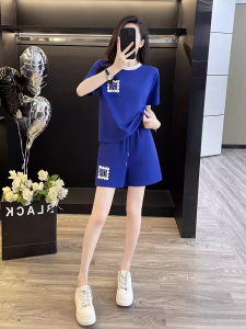 Casual Fashion Sportswear Suit Womens Summer 2024 New Arrival Loose Small Pure Cotton Short Sleeve Short Pants Two-piece Set