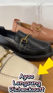 Sepatu Flat Slip-On Wanita Import Kulit Premium J1803 Flat Shoes Import Wanita Sepatu Kerja Kulit Kekinian (+Box) Import