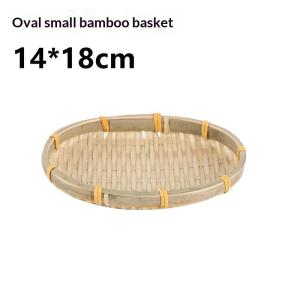 (Ce14)Handwoven Natural Bamboo Tray Sturdy Eco Friendly For Storage Serving Home Decor