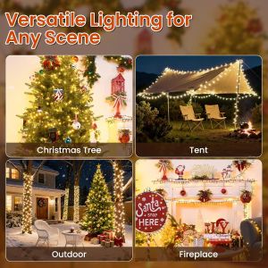 [Vodool Home Mall] 10/20/30/50M LED Cluster Fairy Lights with Auto Timer Warm White Cluster String Light Copper Wire String for Christmas Tree Plant Bedroom Garden Outdoor Wedding and Holiday Decorations Waterproof for Window Wall Decor