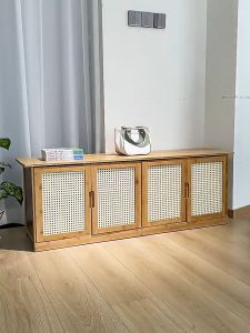 LACCOHUG Bamboo Shoe Bench 2/3/4 Doors Almari Kasut Bertutup TV Cabinet Rak Kasut Murah Shoe Cabinet 鞋柜 电视柜