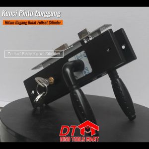 Kunci Pintu Tanggung Hitam Doff Gagang Bulat Fullset Silinder