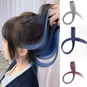 H&STAR Synthetic 50cm Long Straight 5pcs/Pack Hair Extension Multi Color Hairpiece Wigs for Women