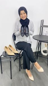 FARADELA Leviola Sepatu Pantofel Wanita Heels Hak Tinggi 7 cm Hitam Kerja Kantor 7F01-02