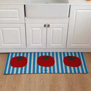VIKAMA Lovely Tomato Striped Kitchen Strip Carpet Non-Slip Absorbency Laundry Floor Mat Bathroom Entrance Door Mat Home Decor