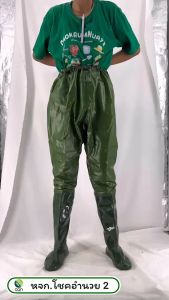 รองเท้าบูทกางเกง กันน้ำทั้งตัว (สีเขียว) กางเกงยางกันฝน กางเกงบูทกันน้ำ รองเท้าบูท