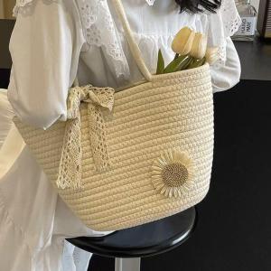 Large Capacity Straw Woven Beach Bag Womens Fashion Summer Versatile Single Shoulder Coastal Tote Bag Casual Daily Purse