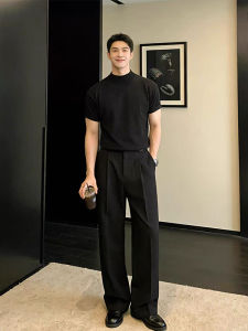 Mature Elegant Knitted Short Sleeve with Trousers 2PC Set